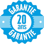 Logo Garantie 20 ans pour les piscines et équipements.