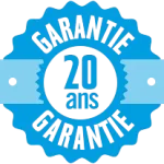 Logo Garantie 20 ans pour les piscines et équipements.