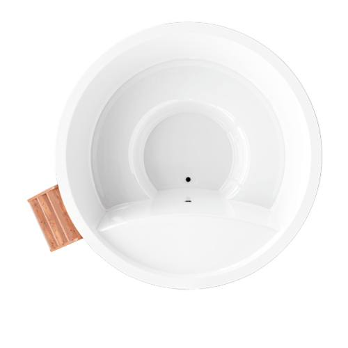Vue de dessus de la grande cuve ergonomique blanche du bain nordique électrique Elite 220.
