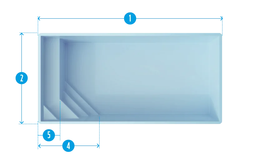 Plan technique de la piscine Levant 8 (8,00 m x 4,00 m).