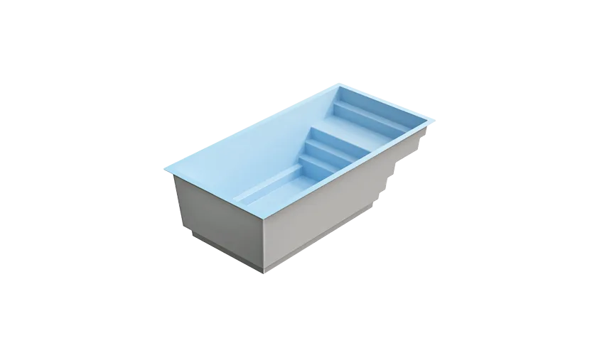 Vue 3D de la petite piscine coque Extra 45, moins de 10m2.