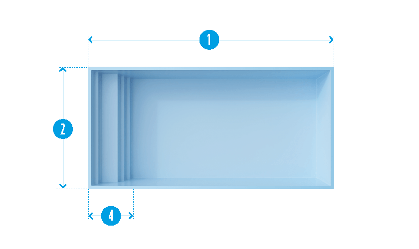 Plan technique de la piscine Figuerolle (6,00 m x 3,00 m).