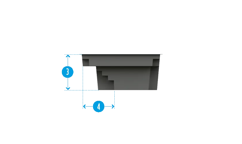 Schéma en coupe de la piscine Mini-Carré, fond plat de 1,40 m.