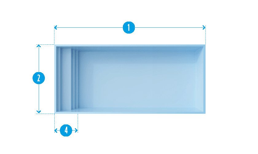 Plan technique de la piscine Podestat montrant l'espace lounge.