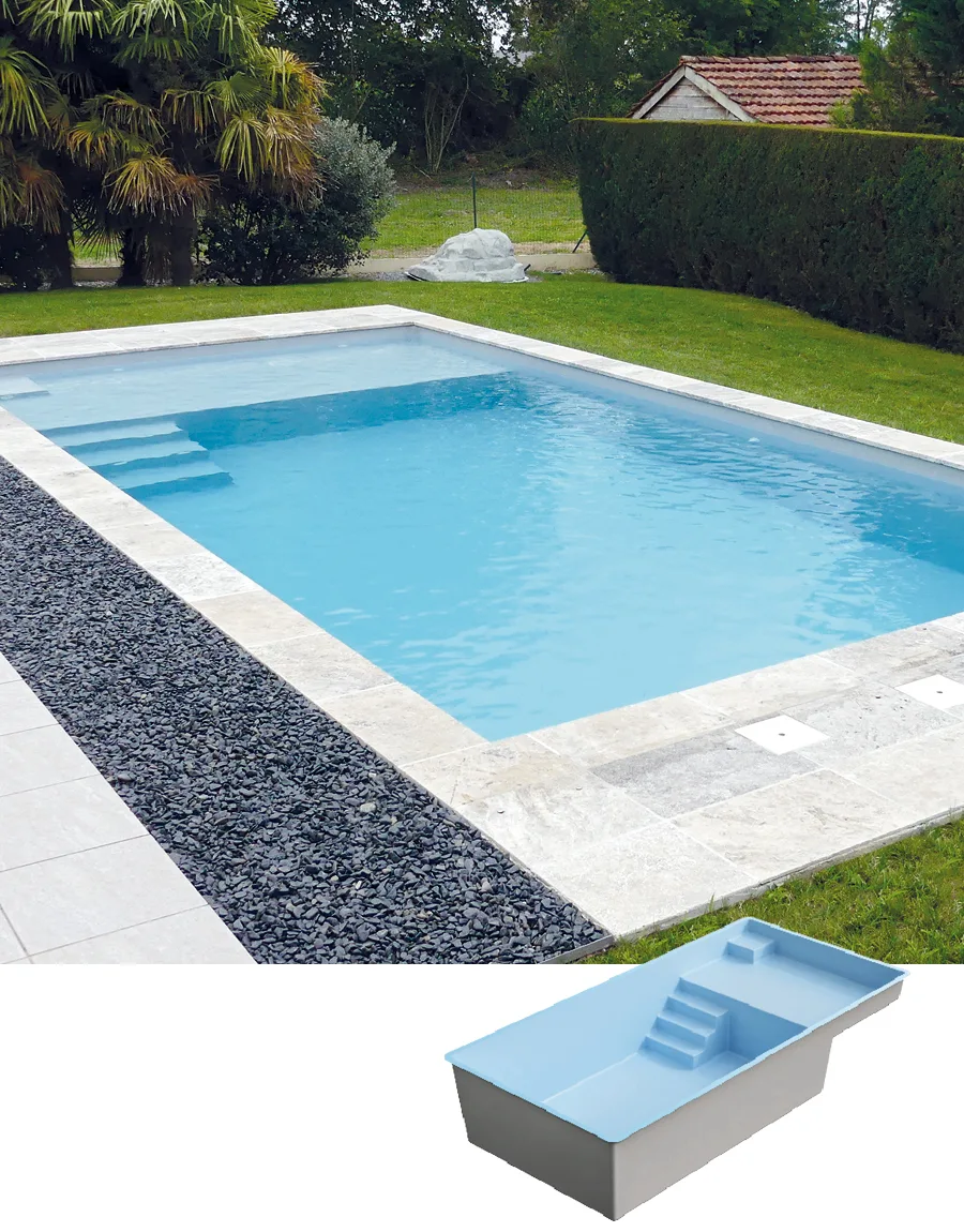 Piscine coque Prado Plage avec plage immergée et fond plat