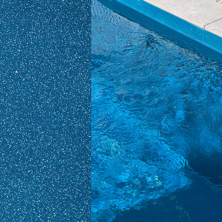 Détail de la finition carbone Pure Paloma pour une eau aux reflets azur et cristallins.